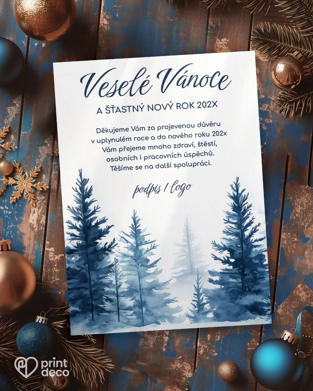 Vianočný pozdrav Zimný les (na výšku)