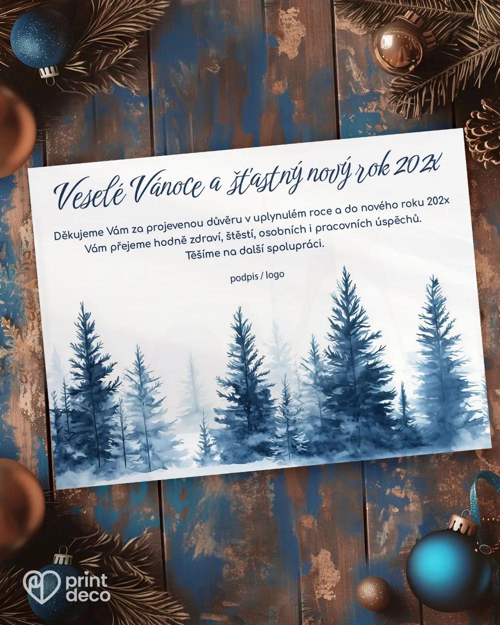 Vánoční přání Zimní les (na sirku)