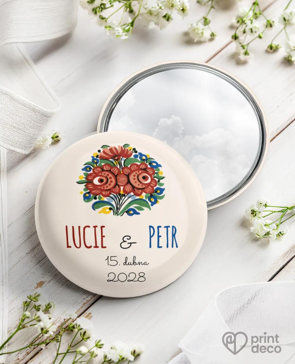 Kovová svatební zrcátka s lidovým motivem IV.