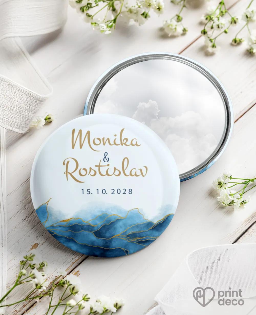 Kovová svatební zrcátka - Abstrakt IV. Modrá