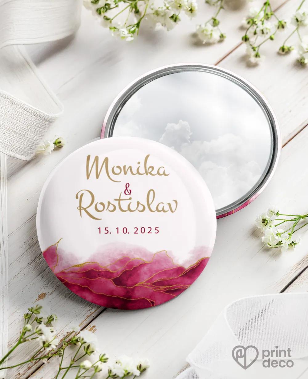 Kovová svatební zrcátka - Abstrakt IV. Růžová