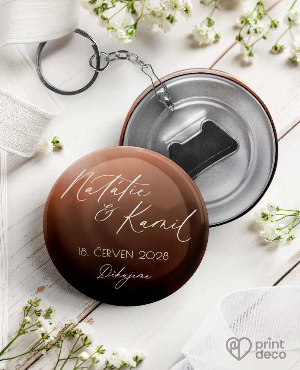 Svatební klíčenky s otvírákem – Akvarelová láska (měděná)