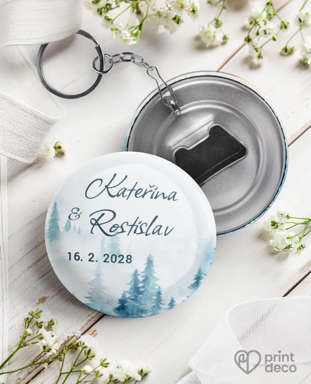 Svatební klíčenky s otvírákem – Zimní krajina I.