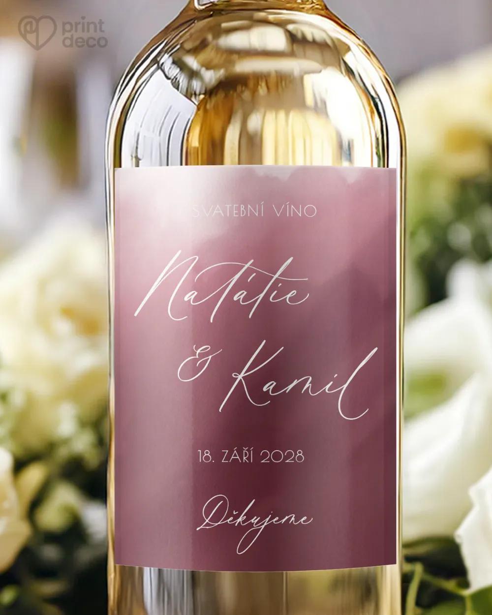 Svatební etikety Akvarelová láska (růžová)