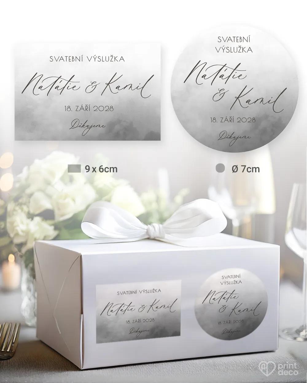 Nálepky na výslužky Akvarelová láska (sivá)