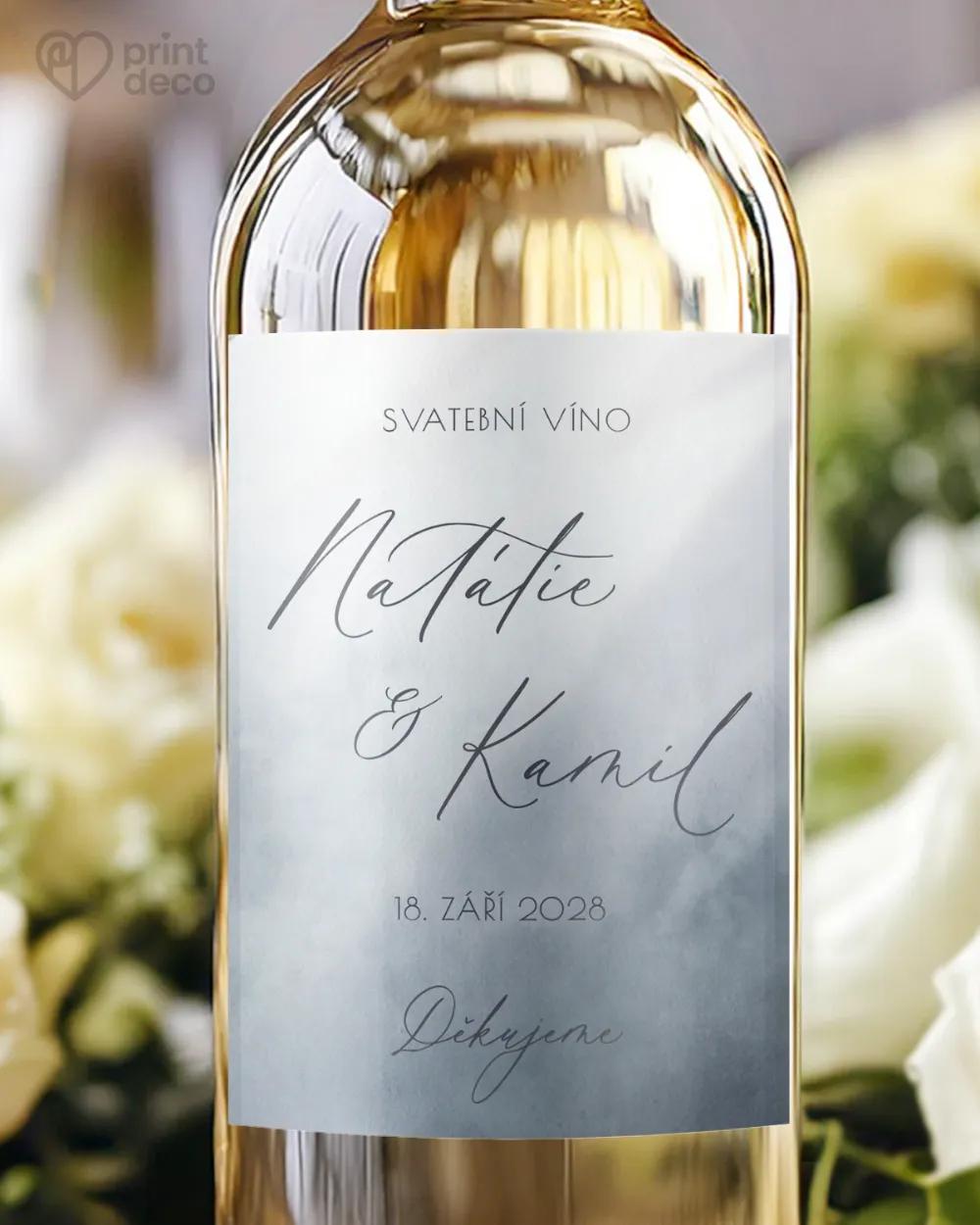 Svatební etikety Akvarelová láska (šedo-modrá)