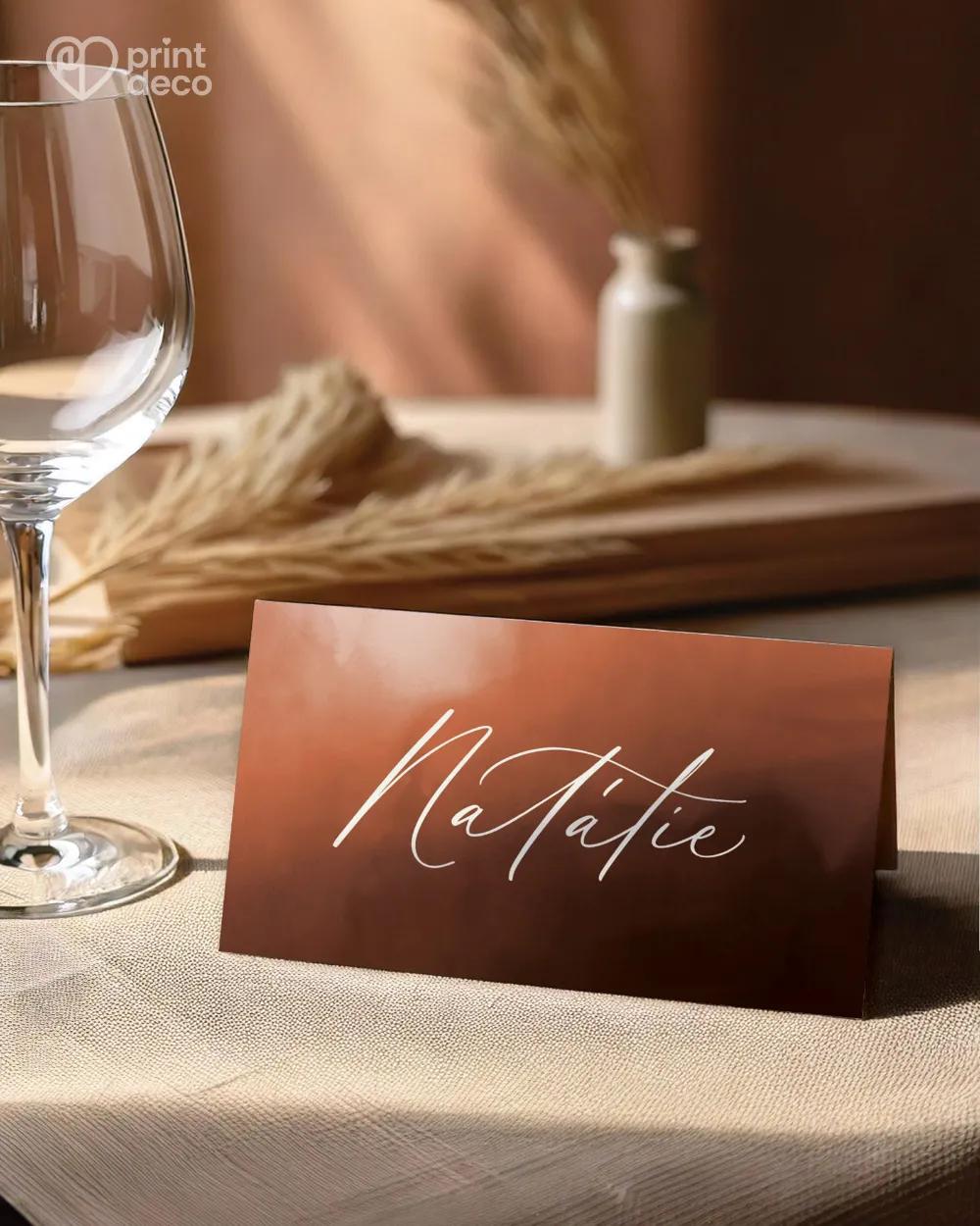 Svatební jmenovky – Akvarelová láska (měděná)