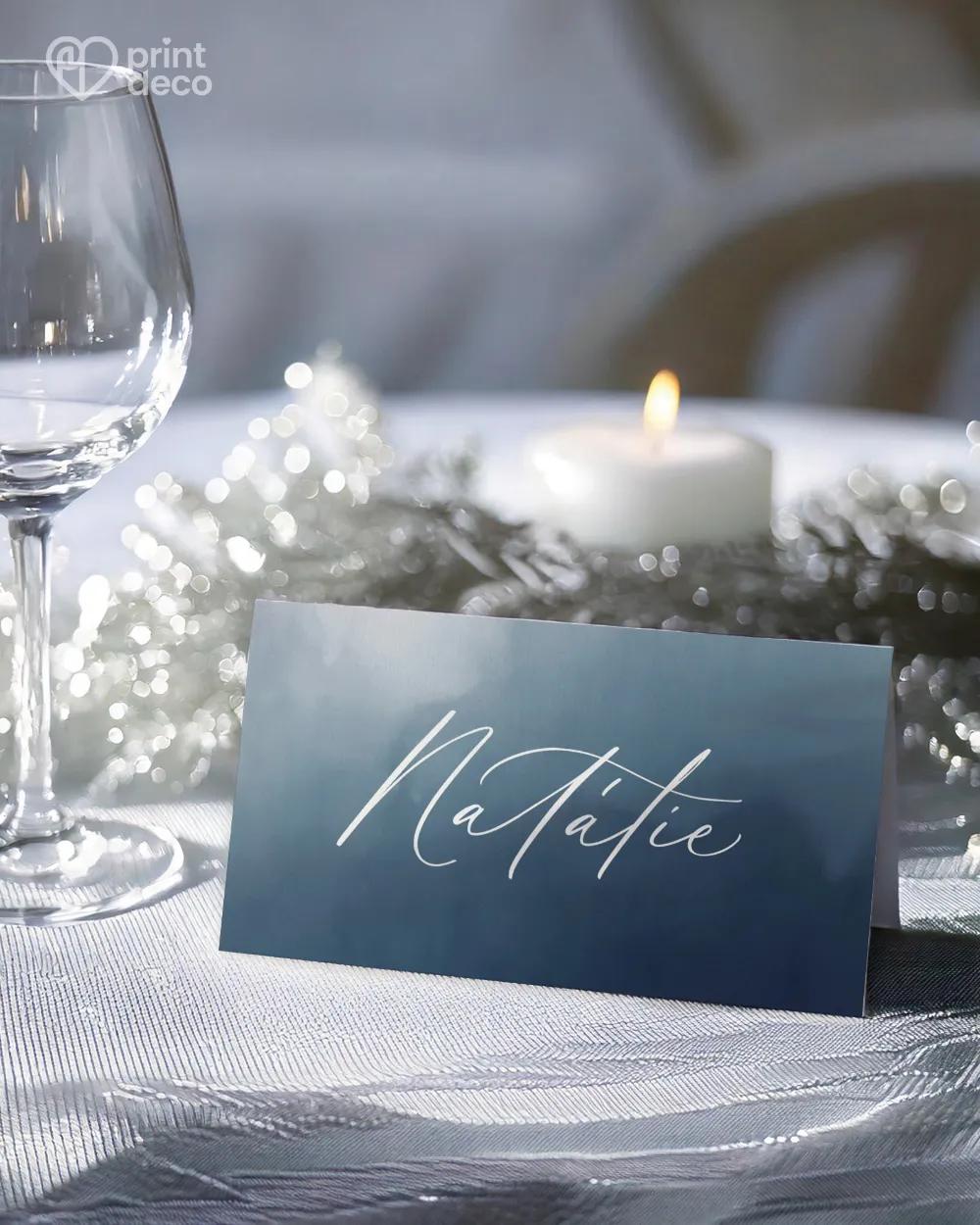 Svatební jmenovky – Akvarelová láska (modrá)