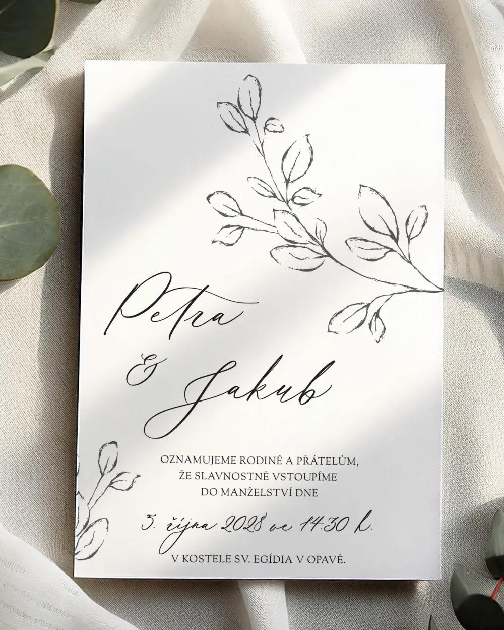 Svatební oznámení - Dopisy lásky bílá