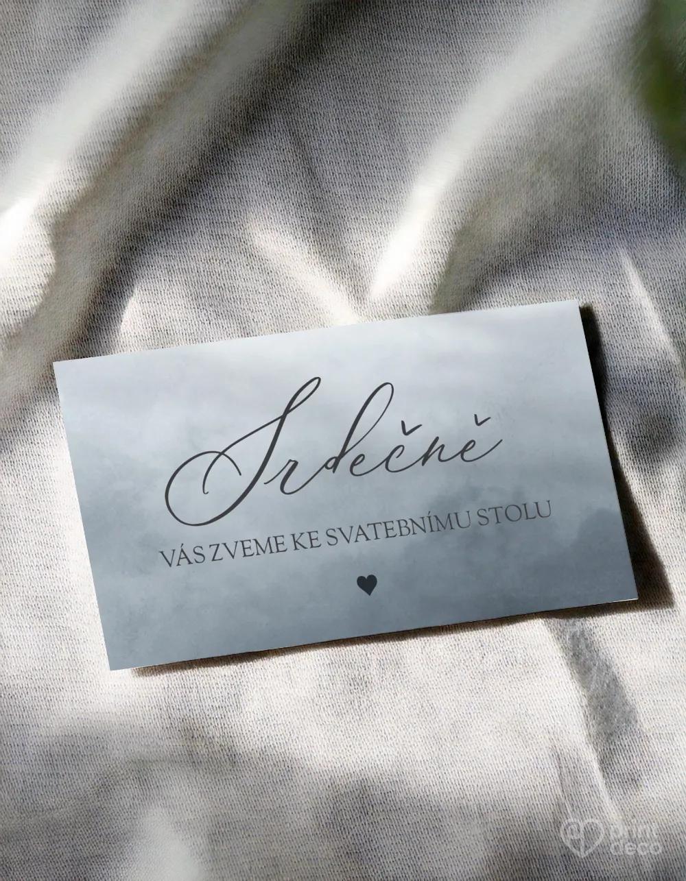 Pozvánky ke stolu – Akvarelová láska (šedo-modrá)