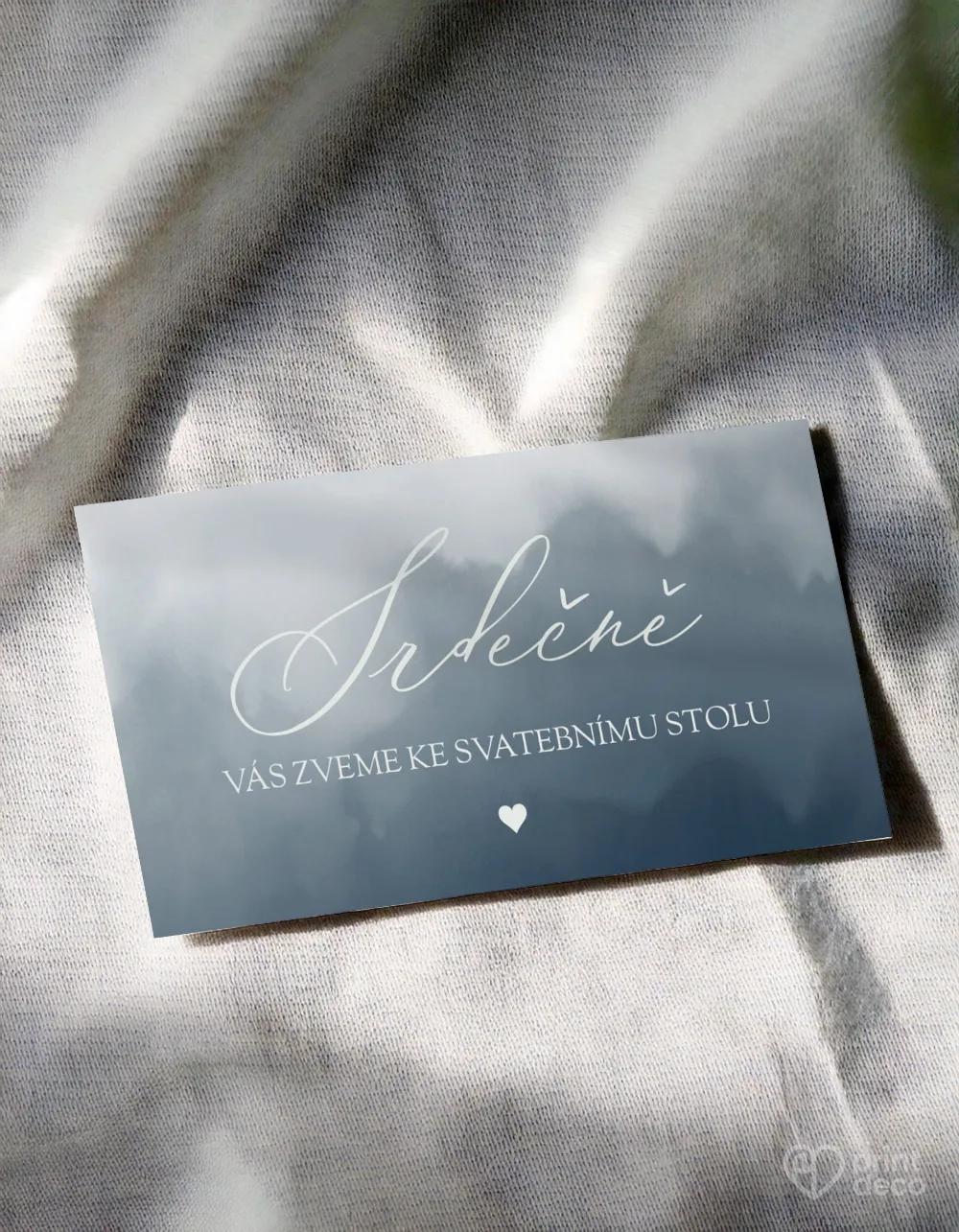 Pozvánky ke stolu – Akvarelová láska (modrá)