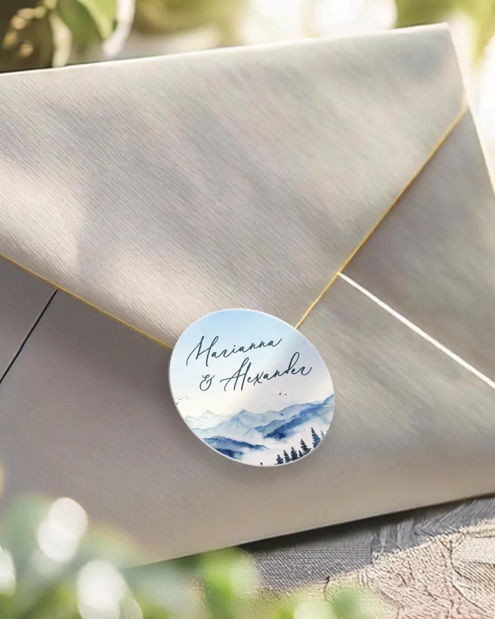 Svatební mini nálepky na obálky a dárky Zimní objetí