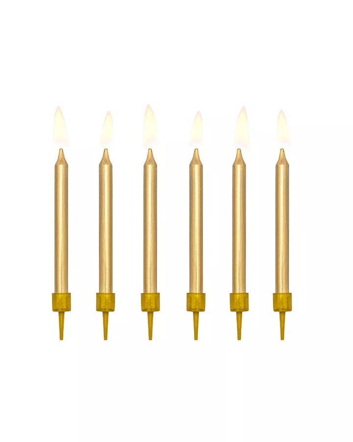 Narozeninové svíčky,metalické zlaté, výška 6cm, 6ks