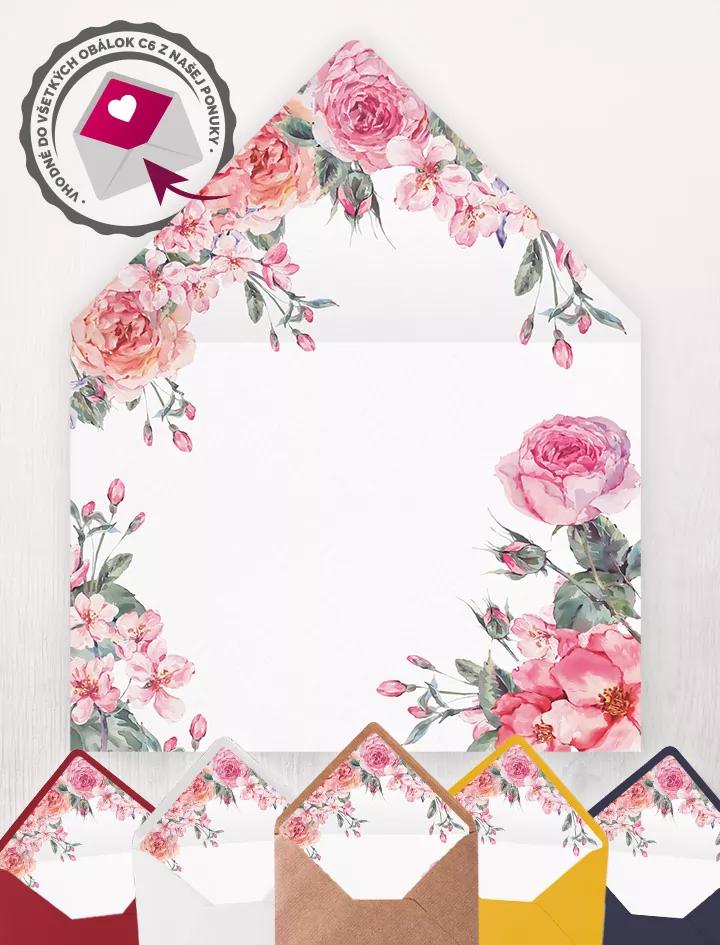 Vložka do obálky ve vintage stylu s růžemi