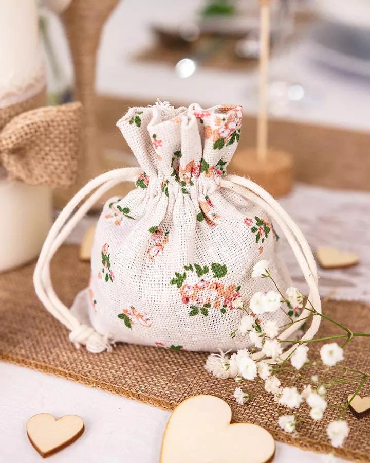 Dárkový sáček 10x12 růžové květy