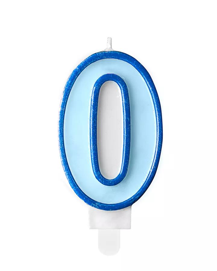 Narozeninová svíčka, číslo 0, modrá, výška 7cm, 1ks