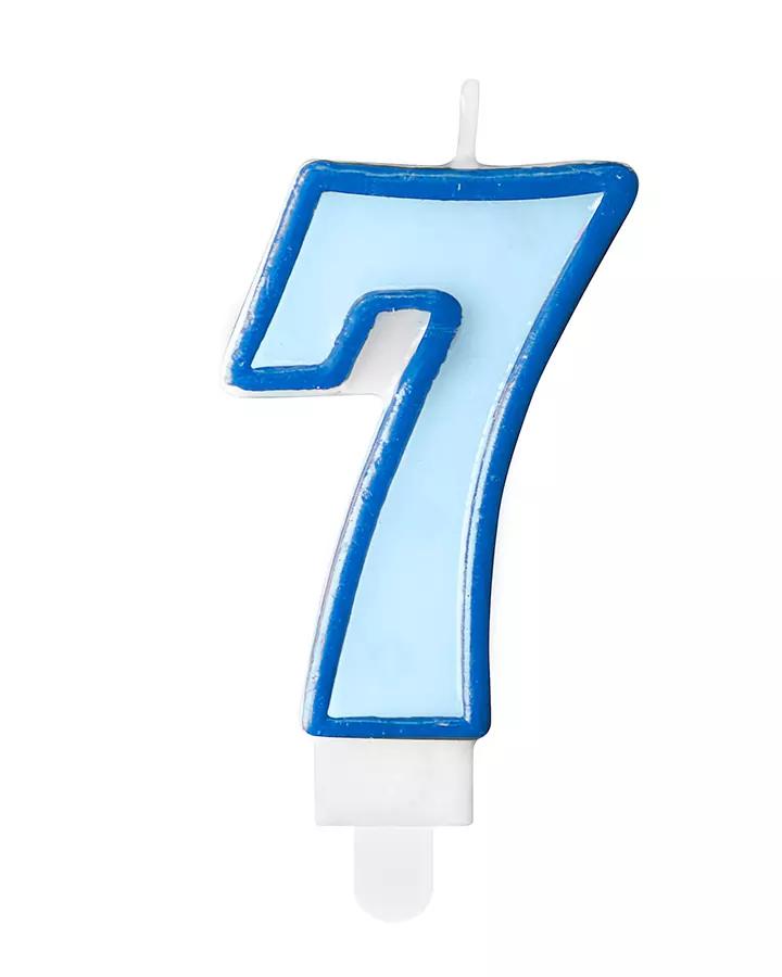 Narozeninová svíčka, číslo 7, modrá, výška 7cm, 1ks