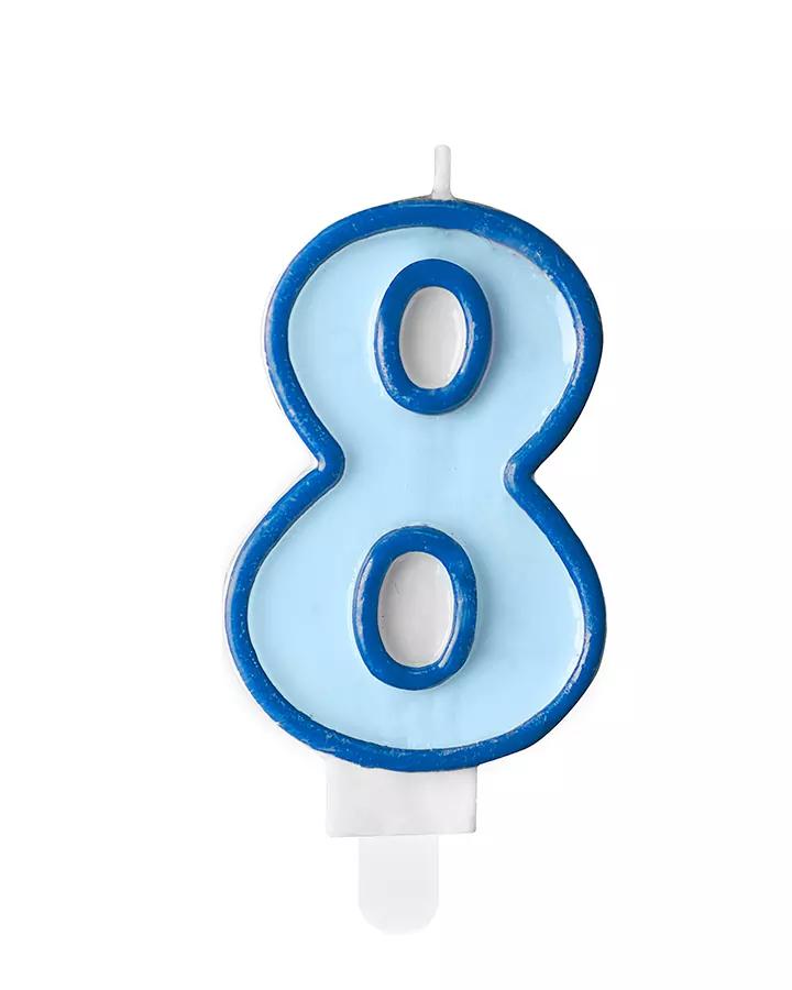Narozeninová svíčka, číslo 8, modrá, výška 7cm, 1ks