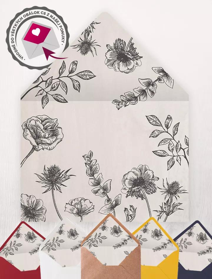 Vložka do obálky se světlým motivem luční květy