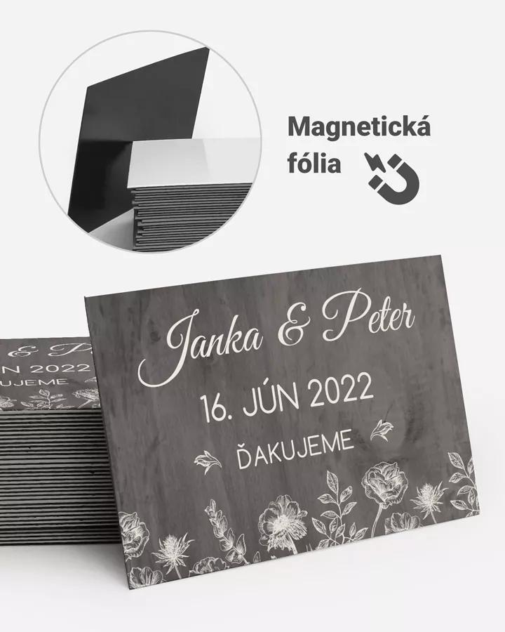 Svatební magnetky se tmavým motivem luční květy