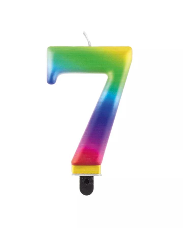 Narozeninová svíčka číslo 7, duhová, výška 8cm, 1ks