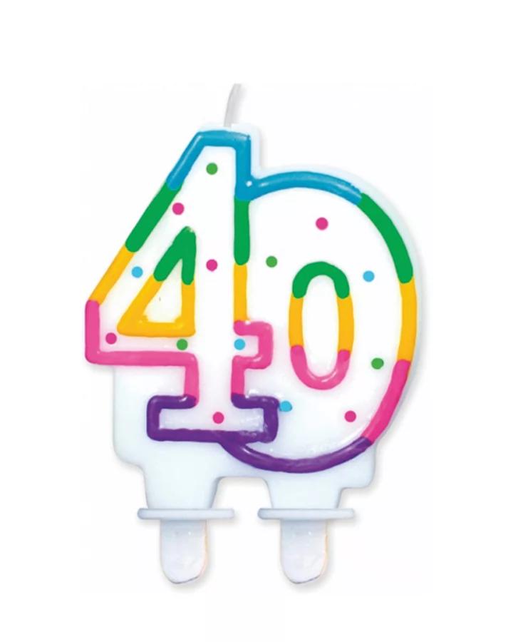 Narozeninové svíčky na 40-té narozeniny, duhová výška 8cm, 1ks