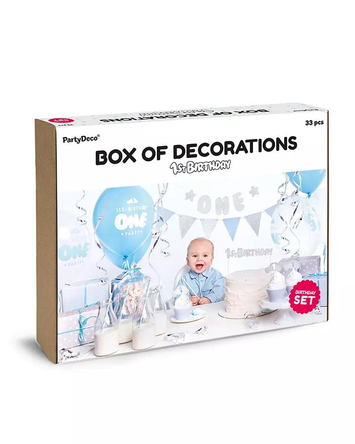 Sada party dekorací na oslavu – 1 rok chlapci (33ks)