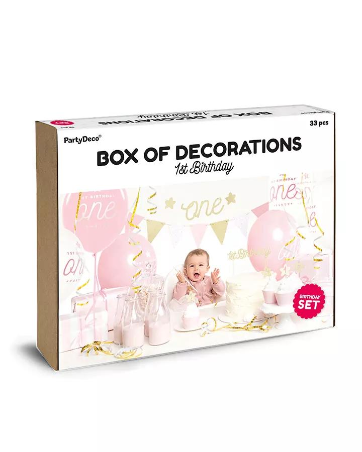 Sada party dekorací na oslavu – 1 rok dívky (33ks)