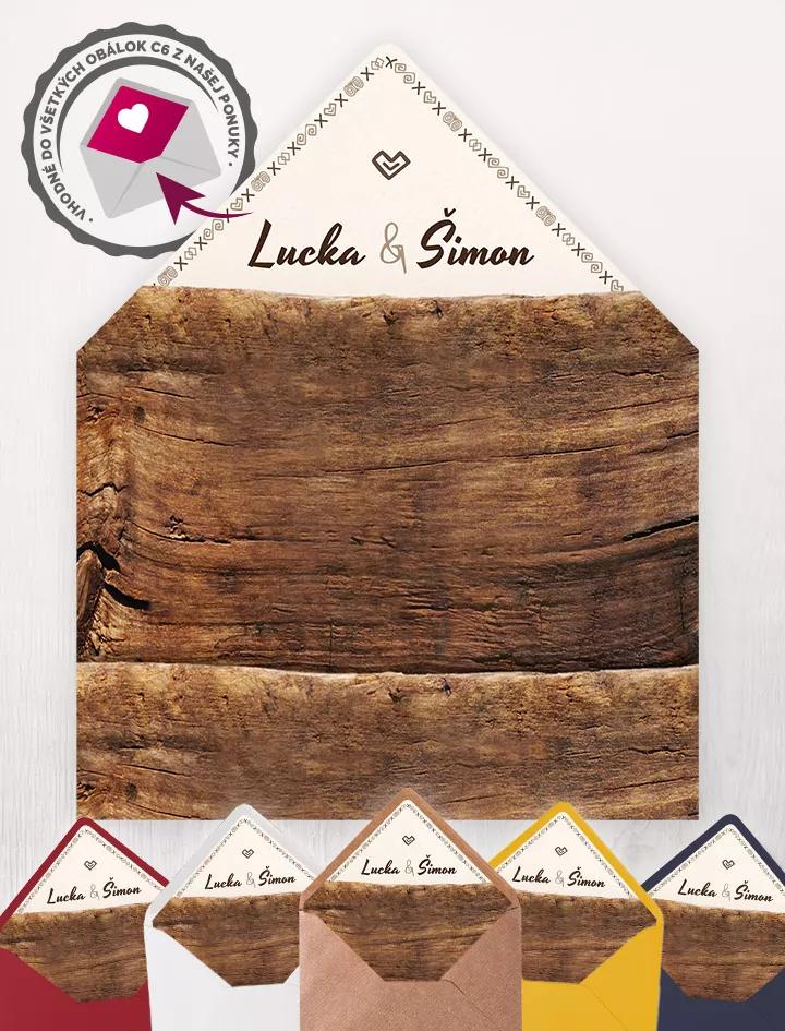 Vložka do obálky se jmnény a s lidovým dřevěným motivem II.