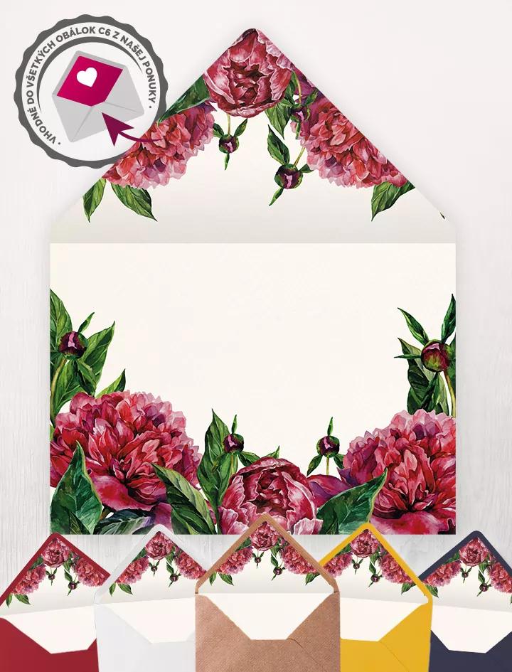 Vnútorná vložka do obálky - Bordové Pivonky