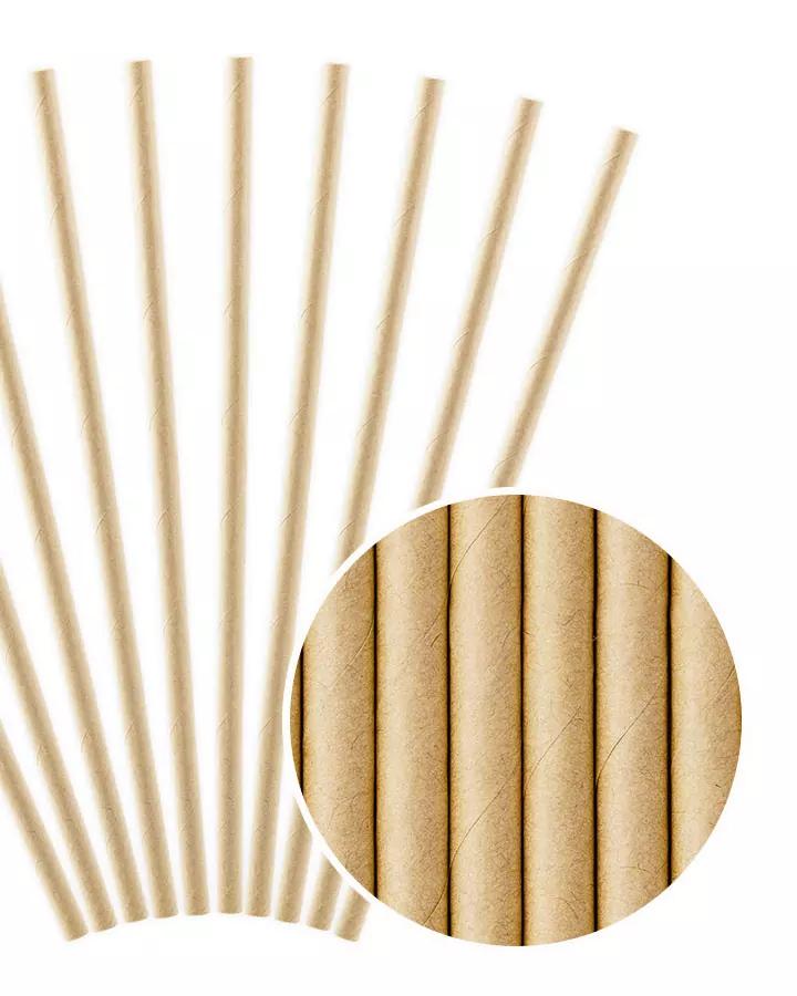 Hnědé kraft papírové brčka 19,5 cm, 10 ks