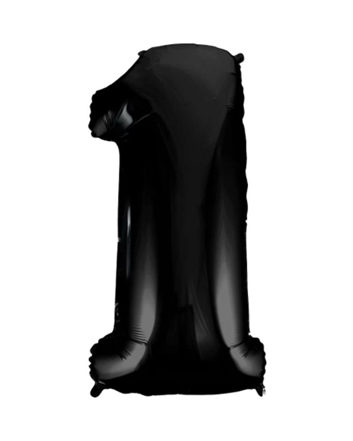 Fóliový balón číslo 1, černý, 92 cm