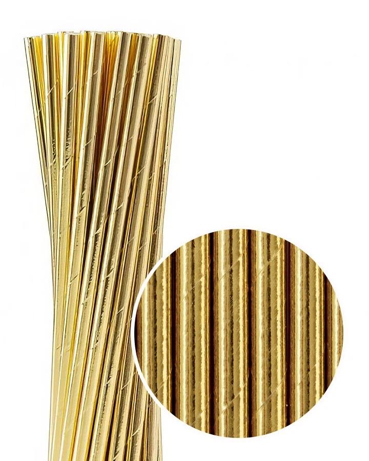 Zlaté metalické papírové brčka 20 cm, 24 ks