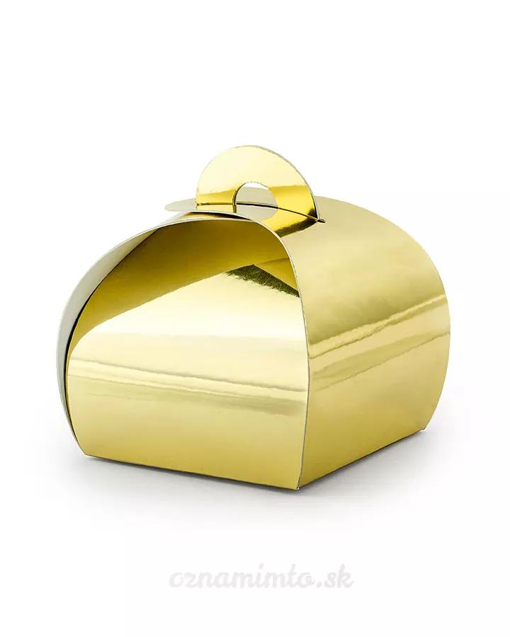 Dárková skládací krabička ZLATÁ 6x6x5,5 cm, 10 ks