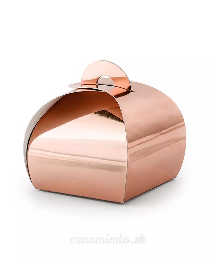 Dárková skládací krabička RŮŽOVĚ ZLATÁ 6x6x5,5 cm, 10 ks