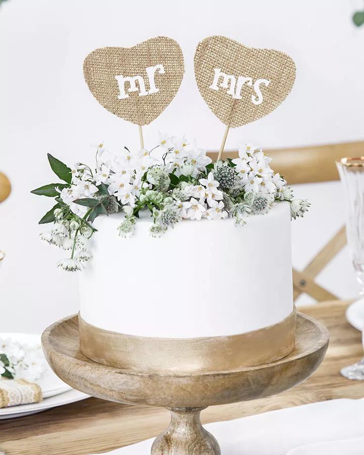 Jutové zápichy Mr & Mrs, sada 2ks