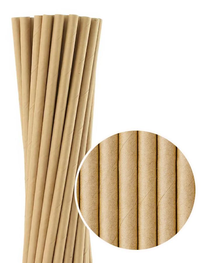 Hnědé kraft papírové brčka 20 cm, 20 ks