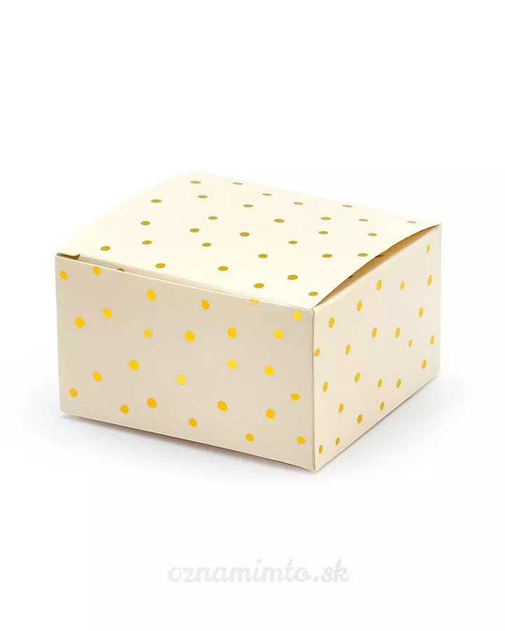 Dárková krabička meruňková se zlatými tečkami 6x3,5x5,5 cm, 10 ks