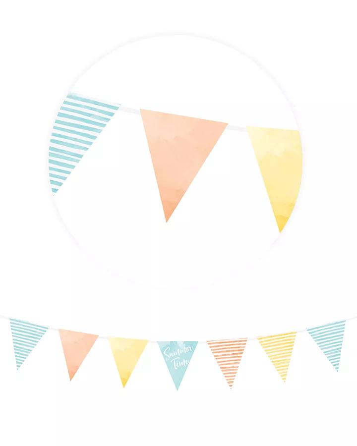 Barevná girlanda s vlajkami, délka 1,3 m, vzor 06