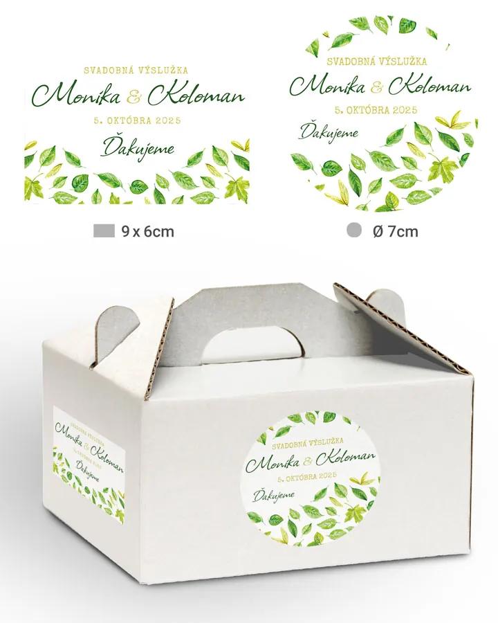 Svatební samolepky na výslužky svěží listy I.