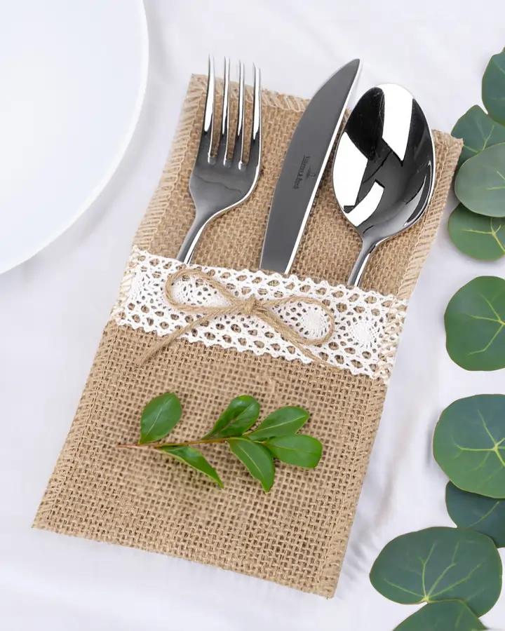 Jutová kapsa na příbory – vzor 2