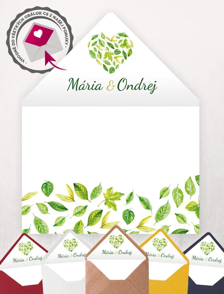 Svatební tiskoviny se jmény- Svěží listy II.