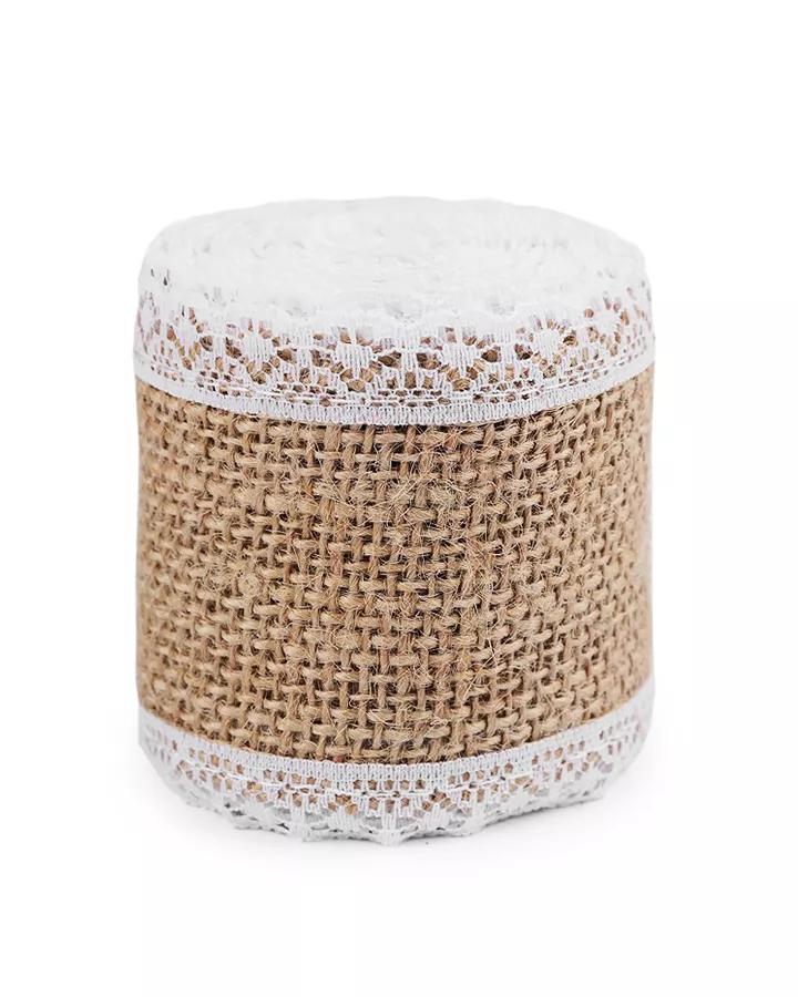 Jutová stuha s krajkou – vzor 04