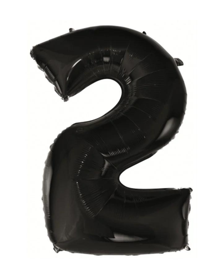 Fóliový balón číslo 2, černý, 92 cm