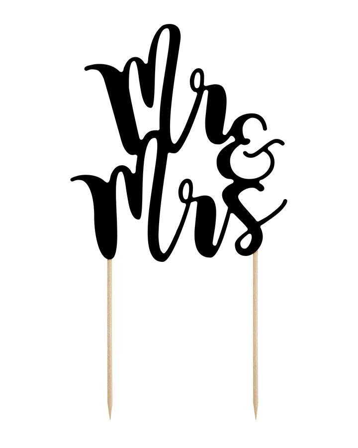 Svatební dekorace zápich Mr & Mrs černý