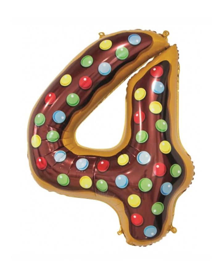 Fóliový balón číslo 4, sladký motív, 78 cm