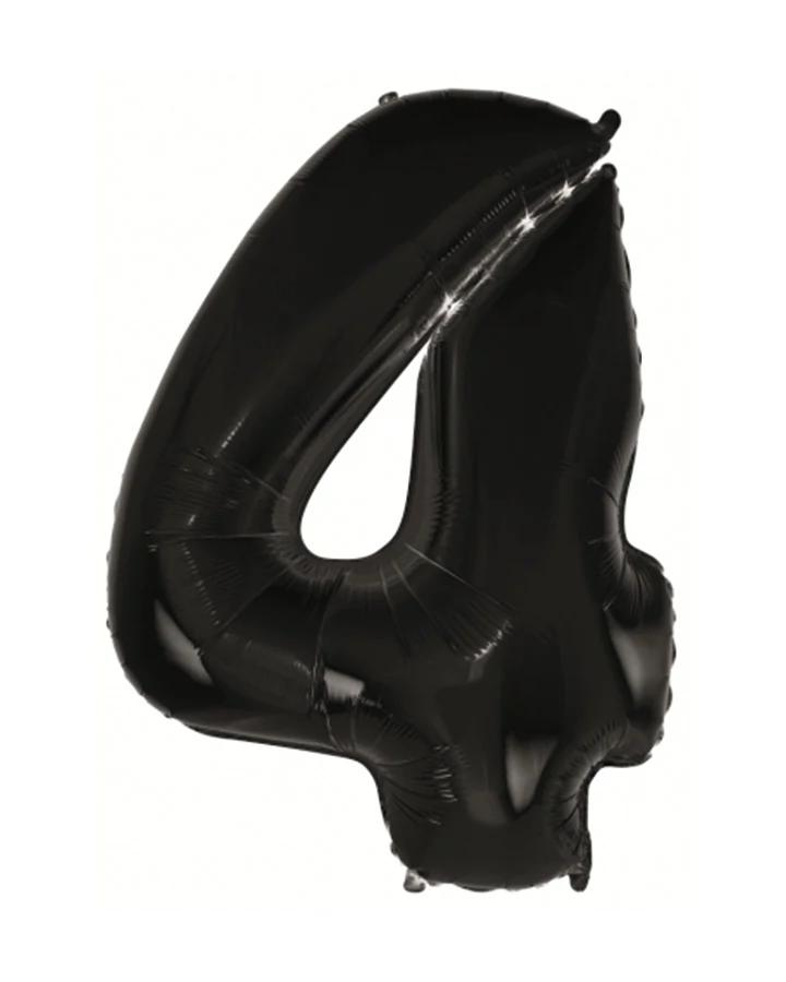 Fóliový balón číslo 4, černý, 92 cm