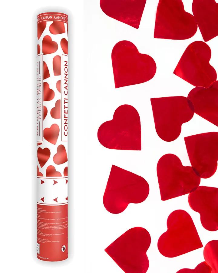 Vystřelovací konfety červená srdce, v 40 cm