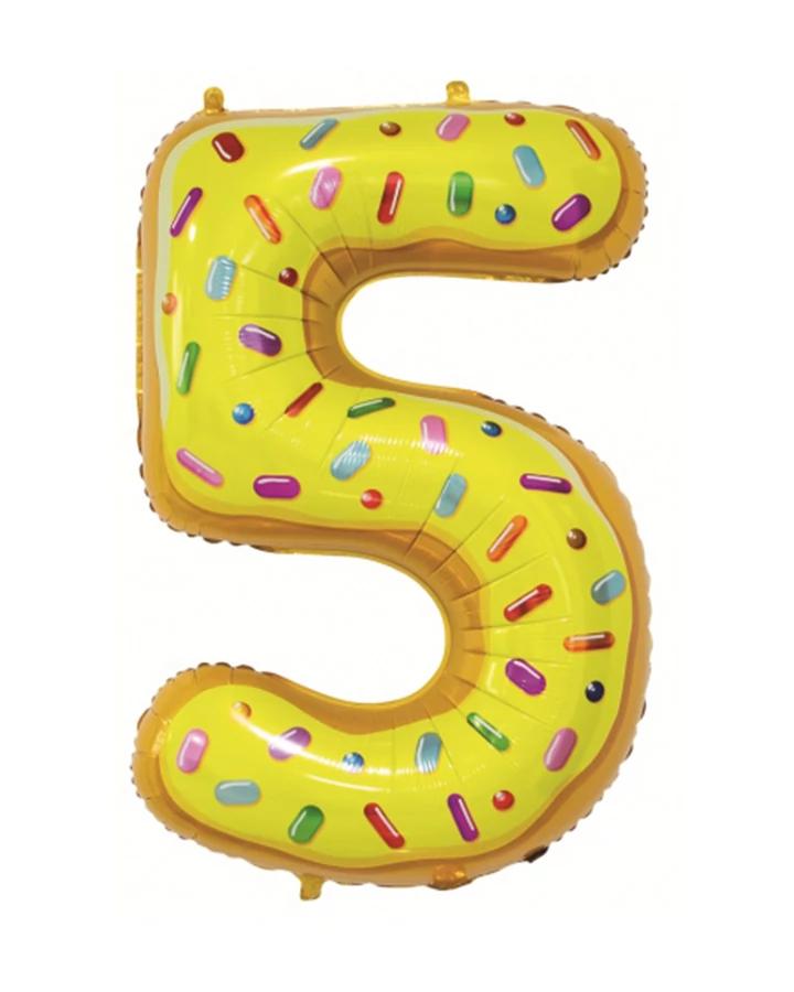 Fóliový balón číslo 5, sladký motív, 78 cm