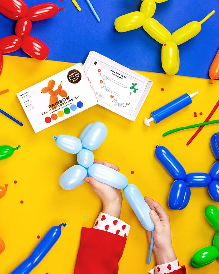 Pestrobarevné balóny na modelování (30ks+pumpa)